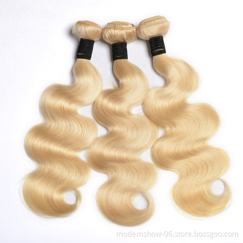 Raw cuticle aligned straight blond 613 human hair,Virgin Hair bundles with lace closure frontal